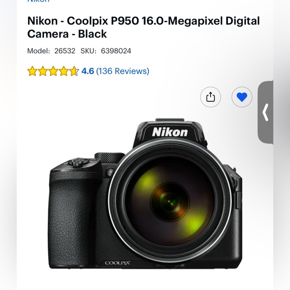 Nikon - Coolpix P950 16.0-Megapixel Digital Camera - Black - Picture 2 of 16